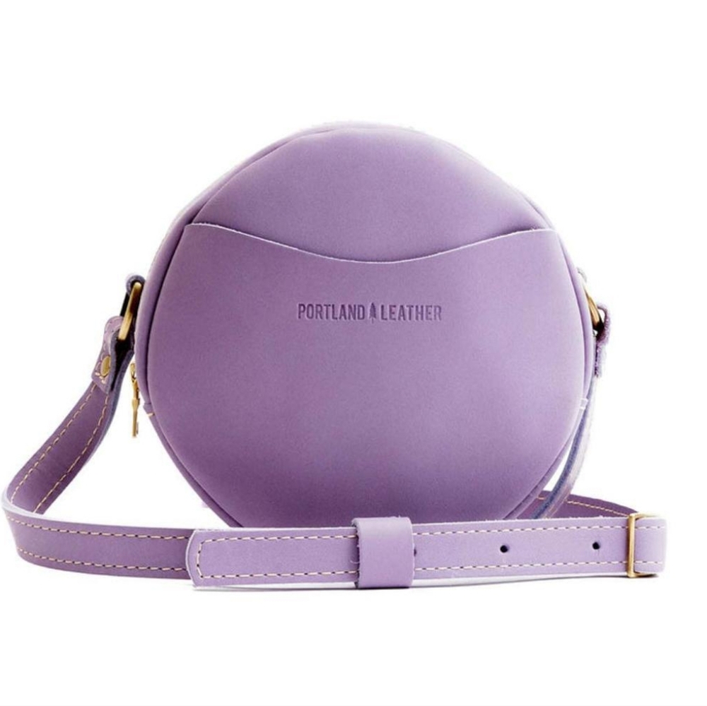 Portland Leather Lavender Purple Round Crossbody Bag